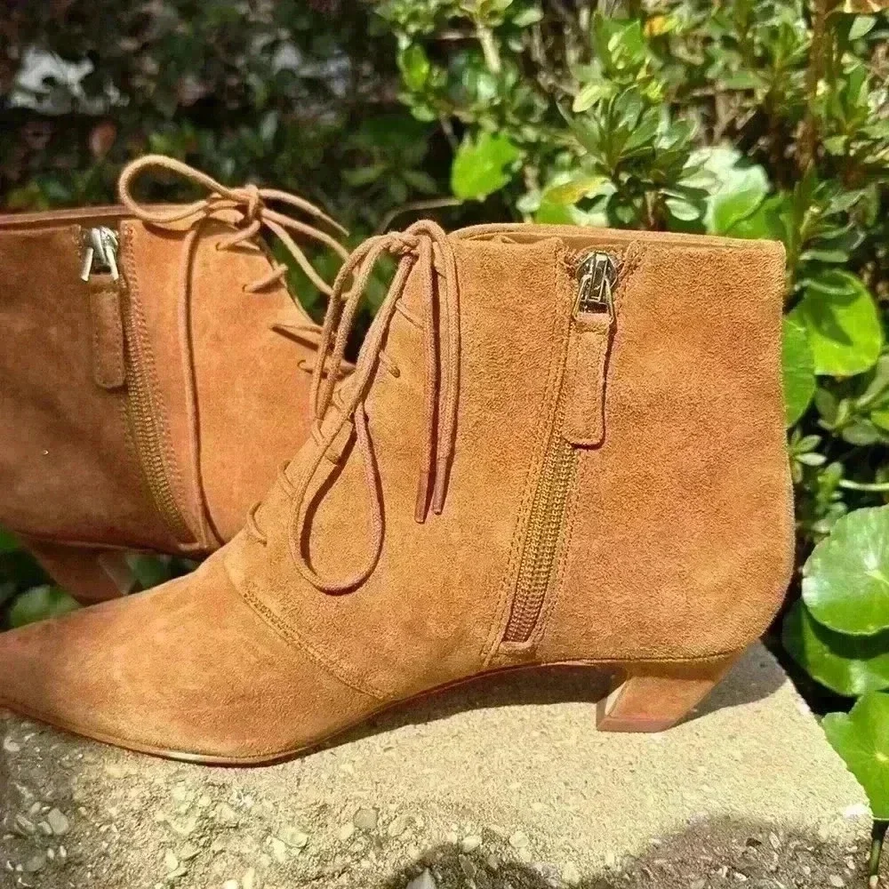 Nine West Shoes Women's 5.5 Beige Camel Tan Leather Yendira Ankle Bootie